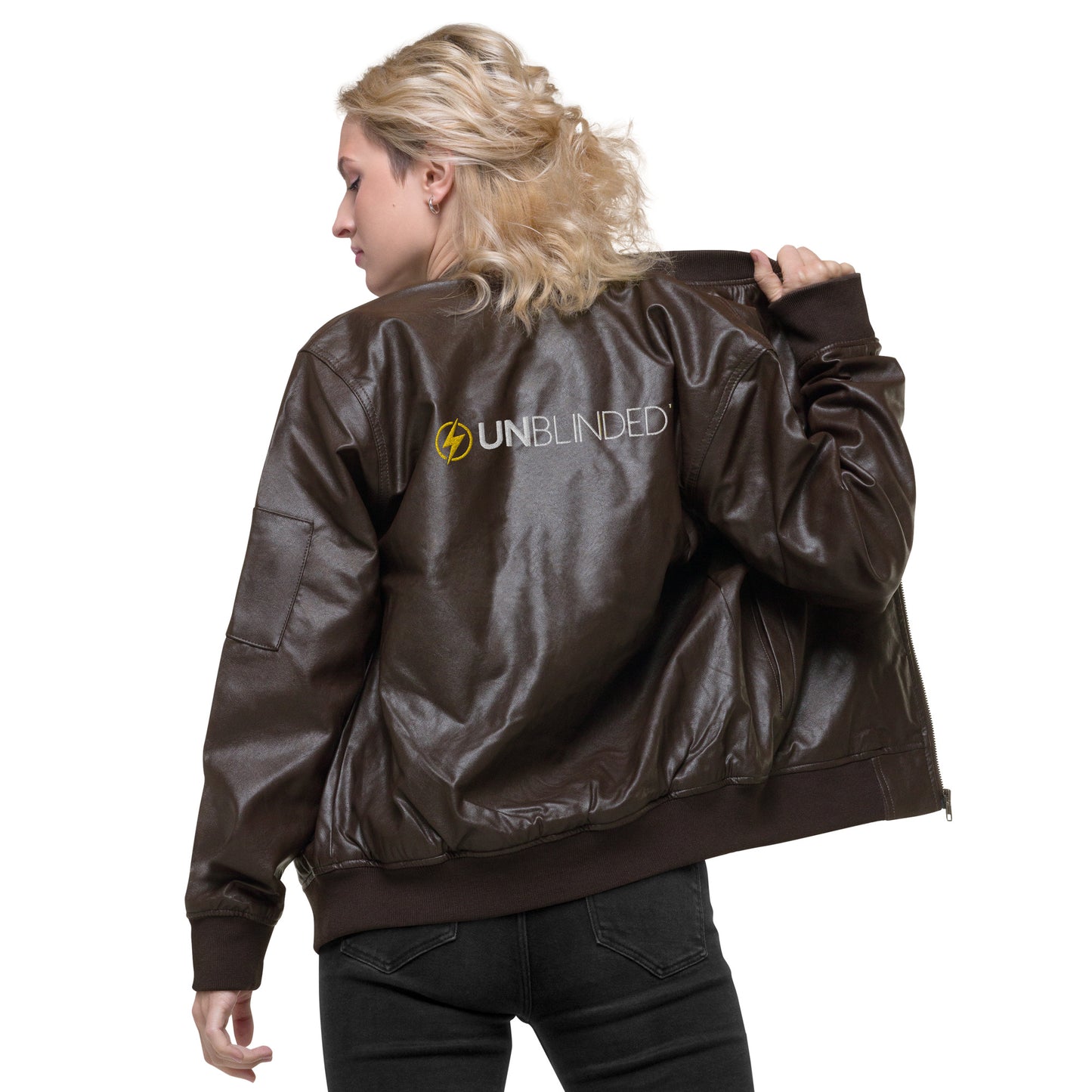 Unblinded Leather Bomber Jacket