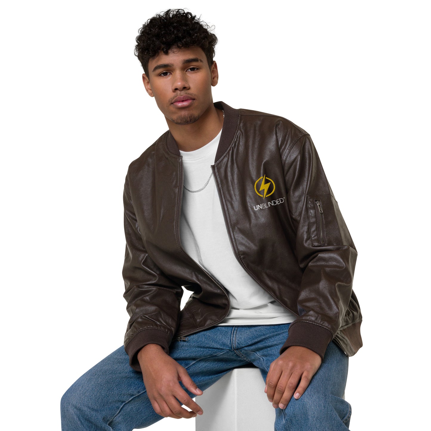 Unblinded Leather Bomber Jacket