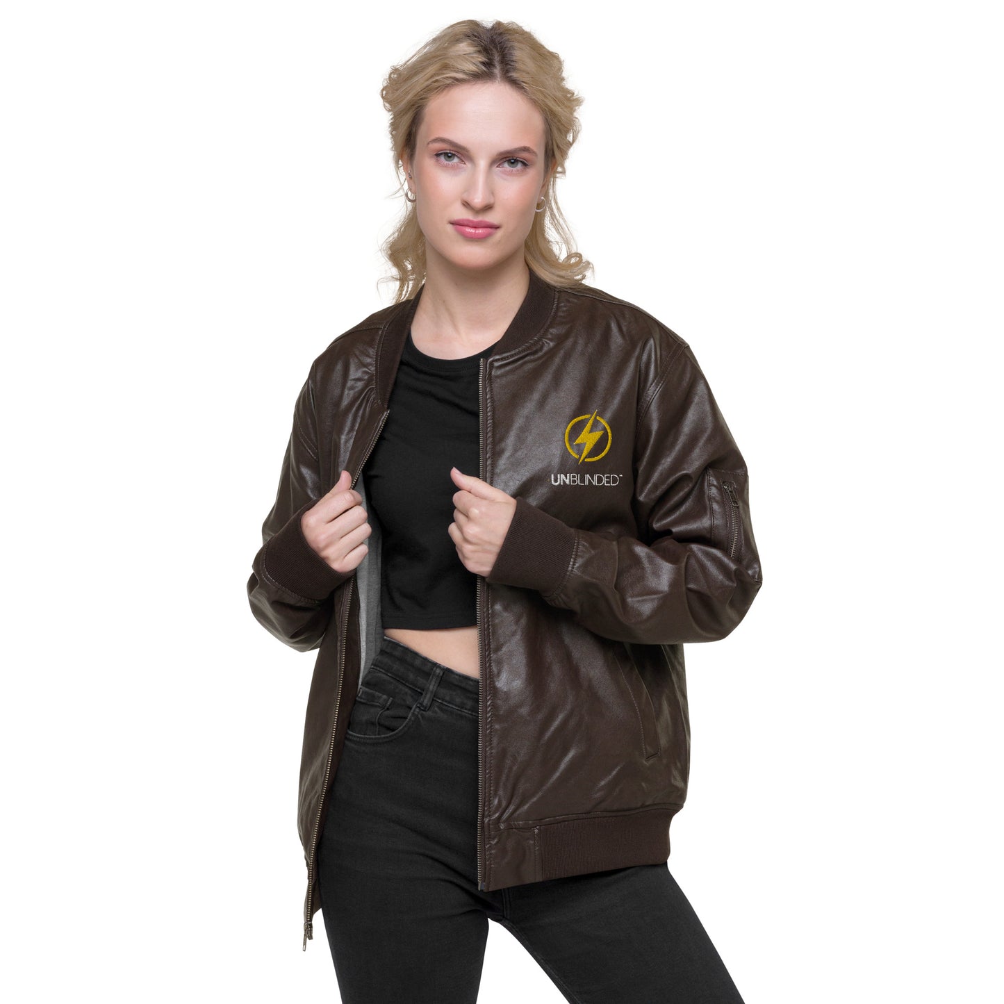 Unblinded Leather Bomber Jacket