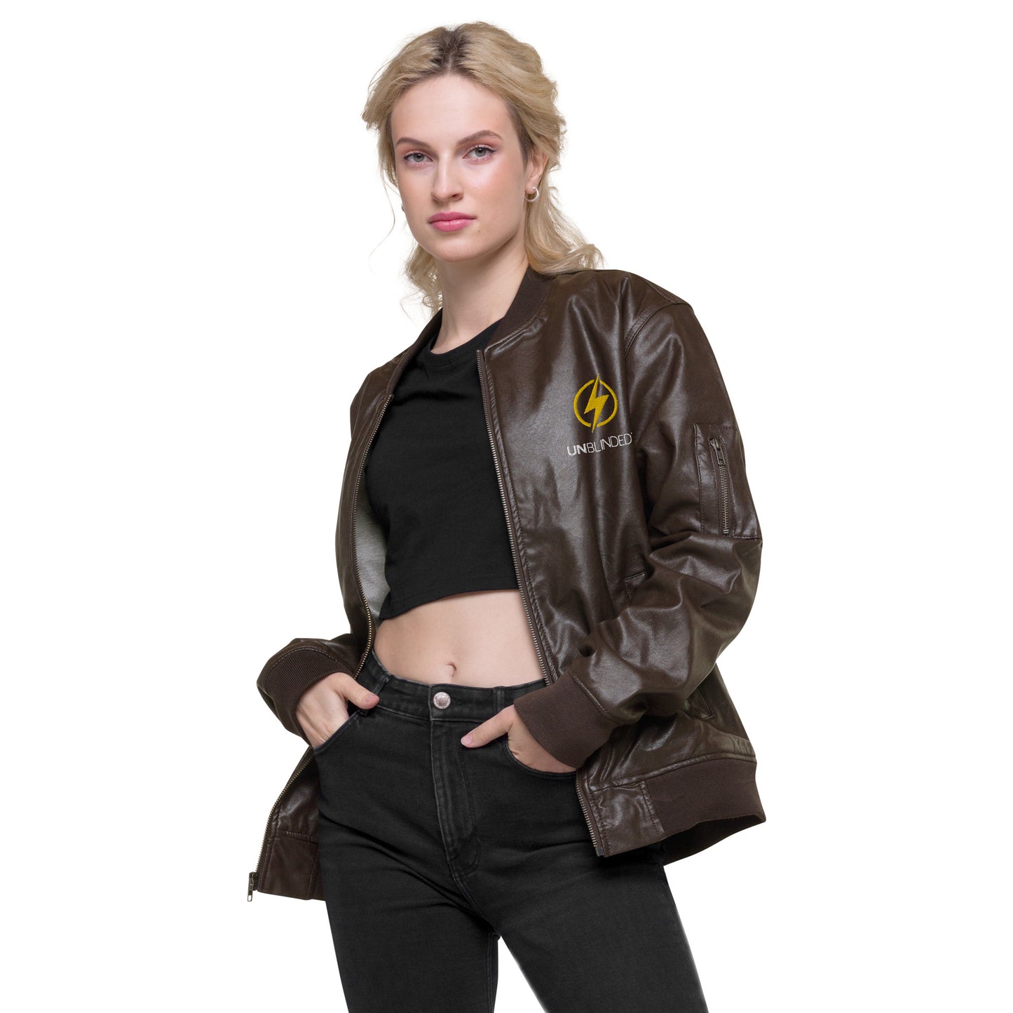 Unblinded Leather Bomber Jacket