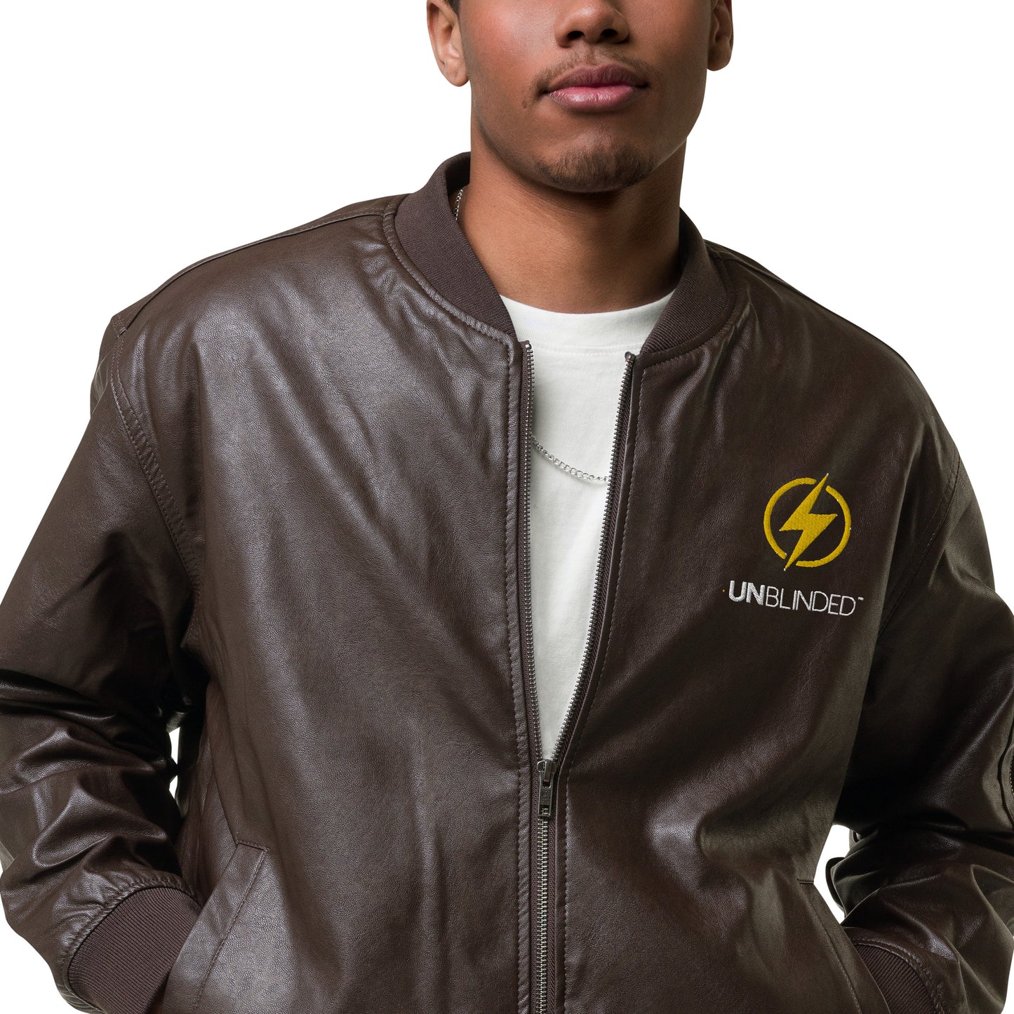 Unblinded Leather Bomber Jacket