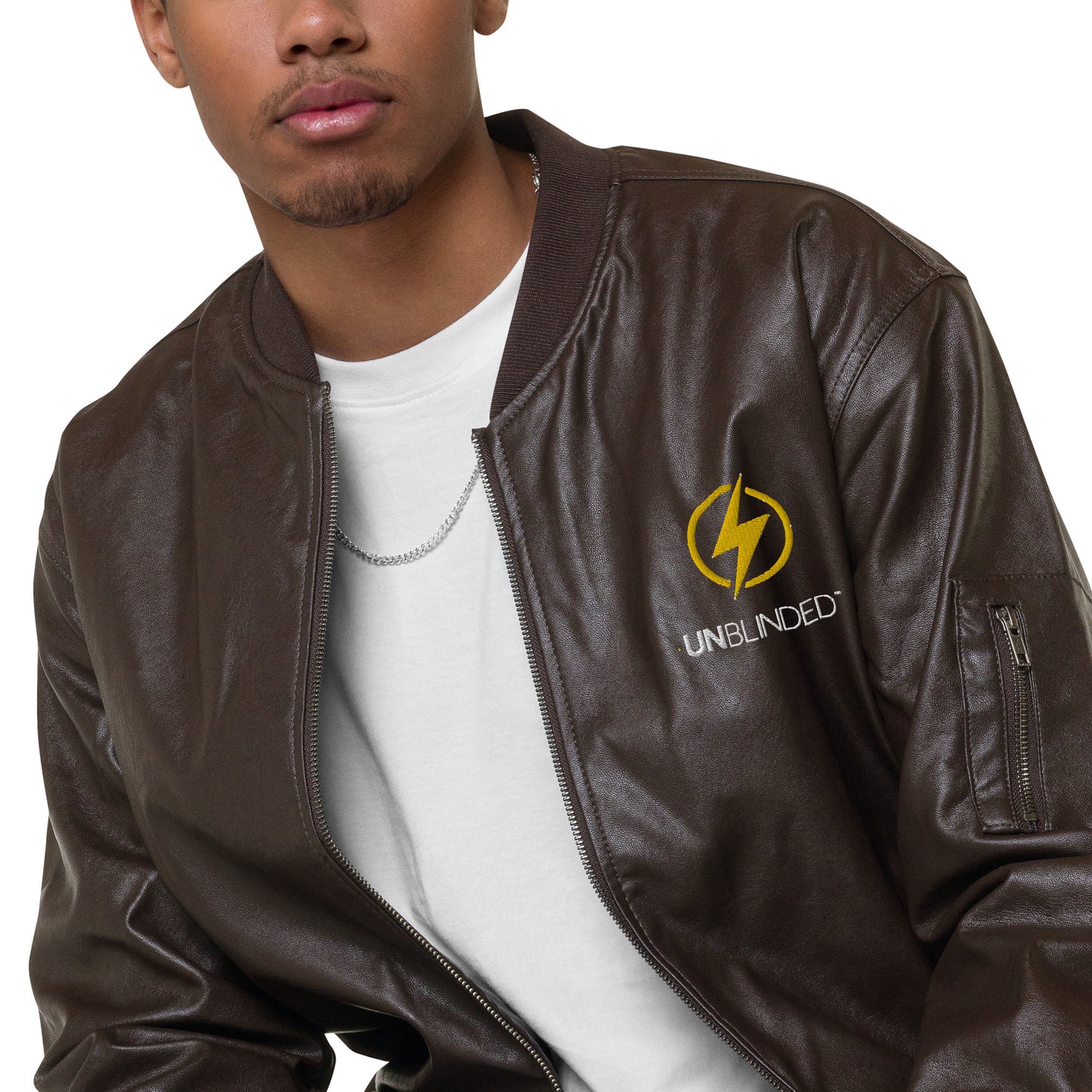 Unblinded Leather Bomber Jacket