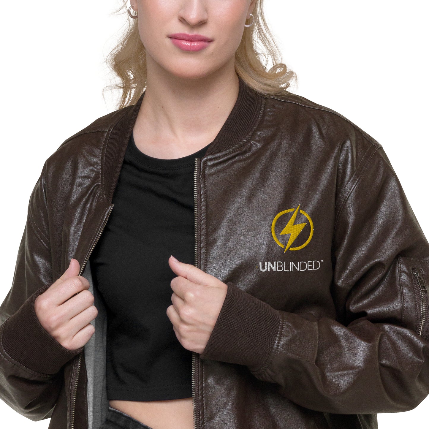 Unblinded Leather Bomber Jacket